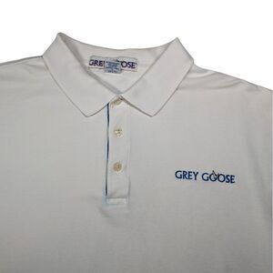 Grey Goose Polo Mens Large White Golf Shirt Short Sleeve Vodka Alcohol Promo‎
